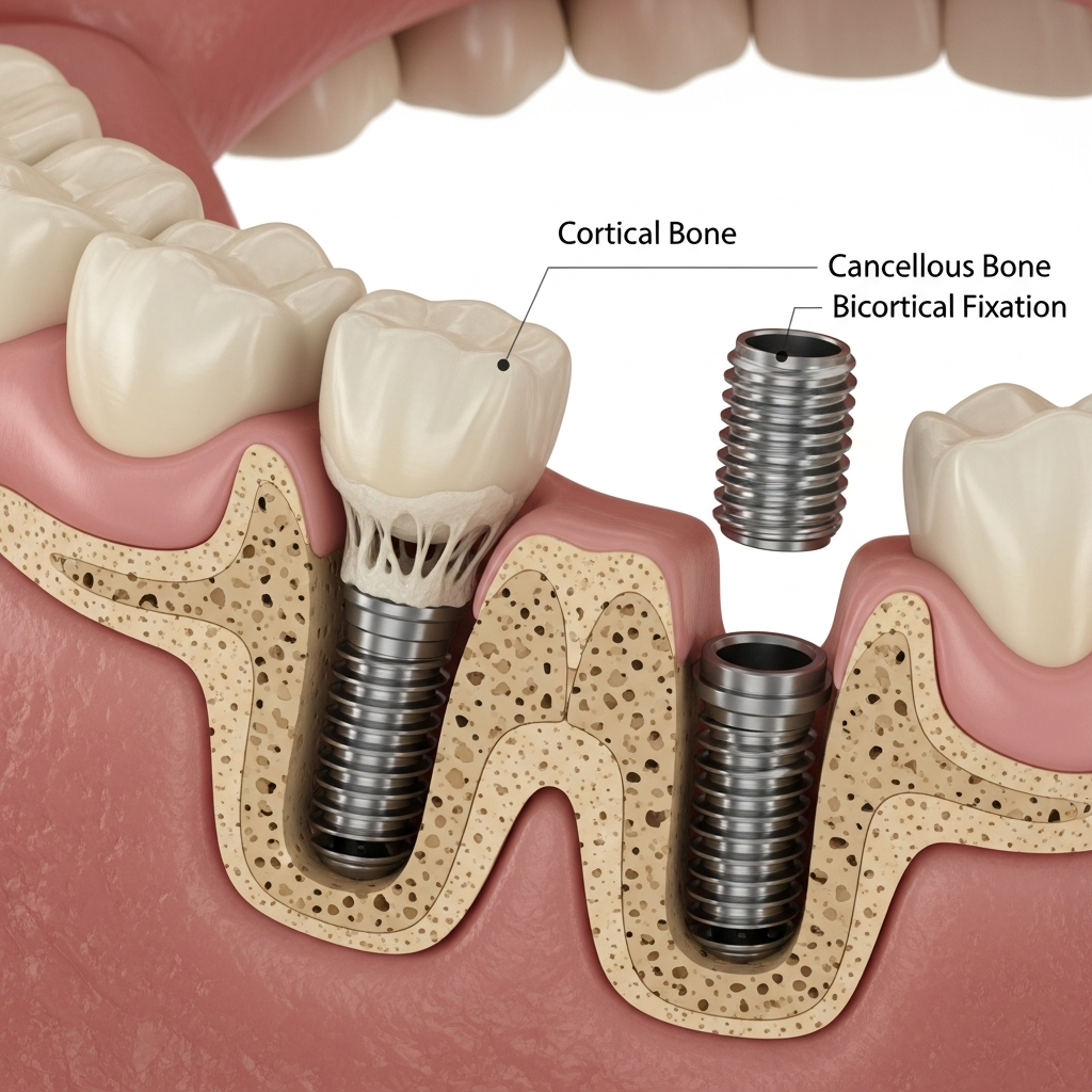 Illustration of Bicortical Dental Implants: Superior Stability & Long-Term Success