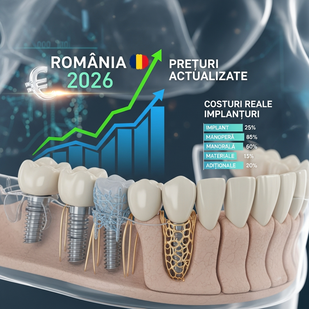 Illustration of Costuri reale implanturi fără os România 2026: Prețuri actualizate și exclusive