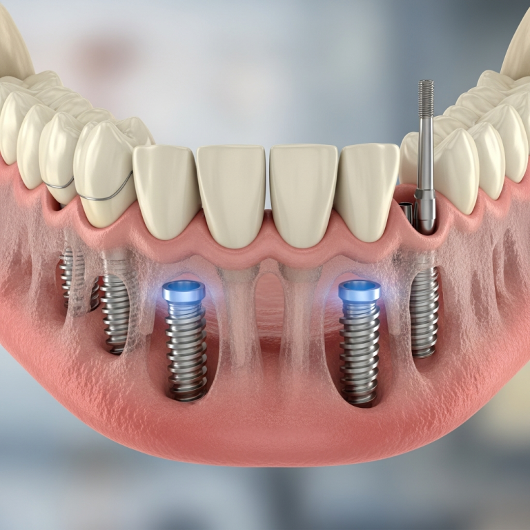 Illustration of Implanturi bazale maxilar inferior atrofiat: Soluții Eficiente și Durabile