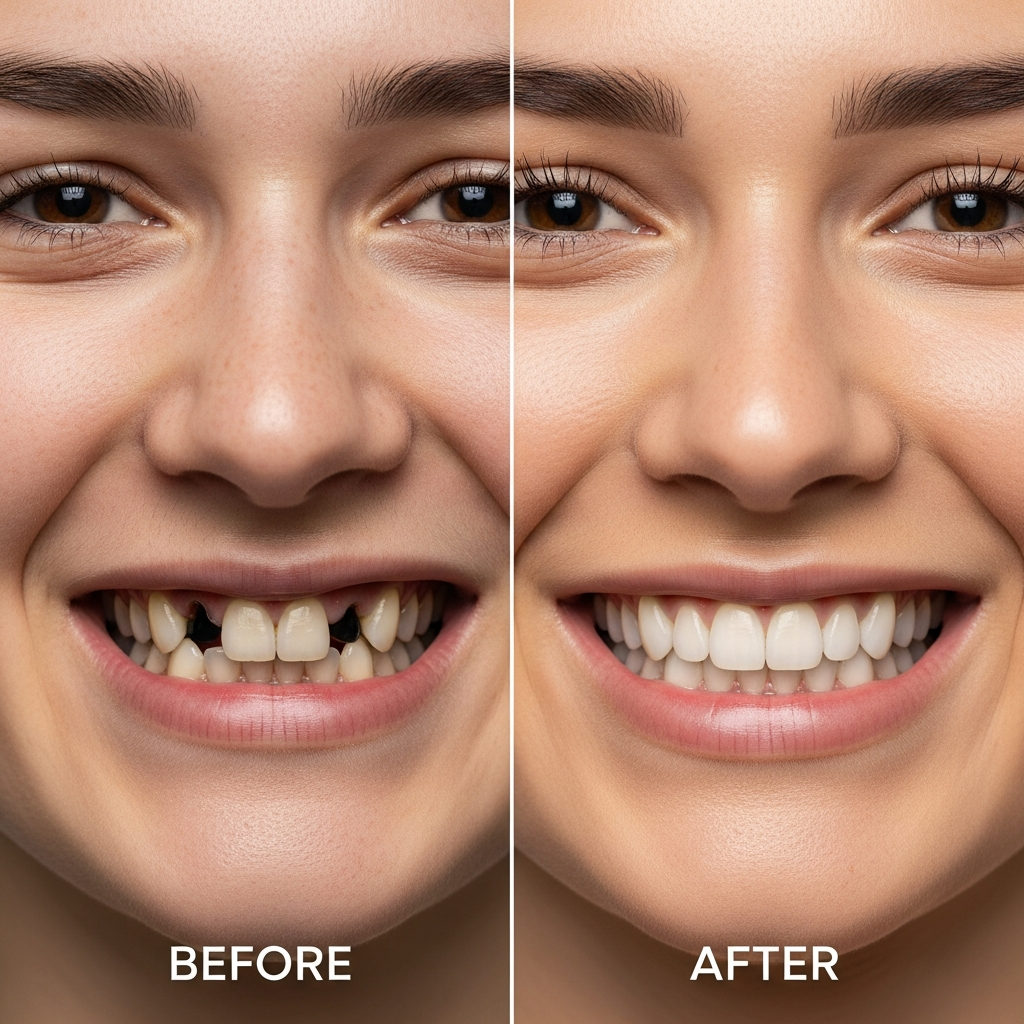 Illustration of Implanturi bazale: Transformări Stunning ale Zâmbetului în Cazuri Inainte/După
