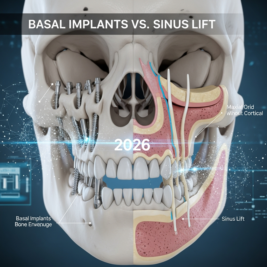 Illustration of Implanturi bazale vs sinus lift: O comparație detaliată și esențială pentru 2026
