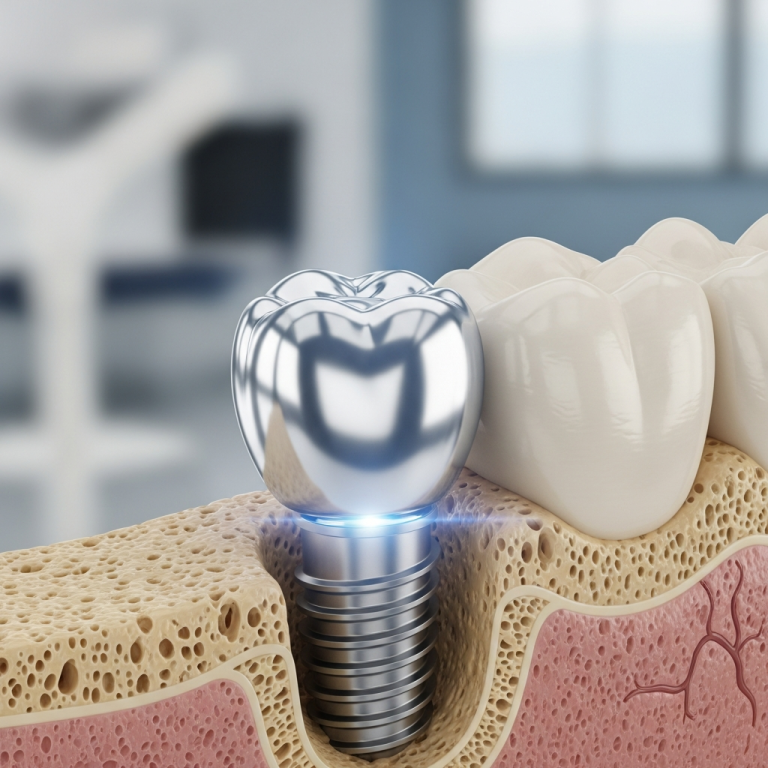 Illustration of Implanturi bicorticale: Avantajele exclusive ale suprafeței netede