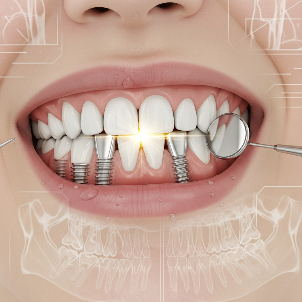 Illustration of Tratamentul complet cu implanturi bazale: Durata și Beneficiile Esențiale