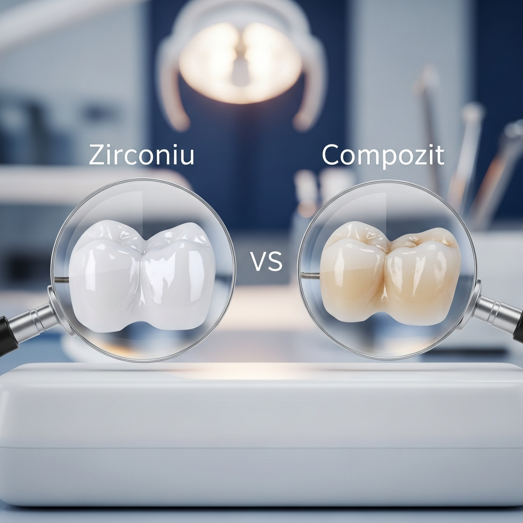Illustration of Zirconiu vs Compozit: Alegerea Perfectă pentru Materiale Lucrări Definitiv